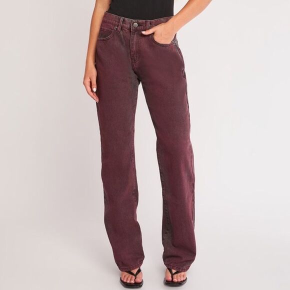 Women's Burgundy Jeans - Picture 2 of 15